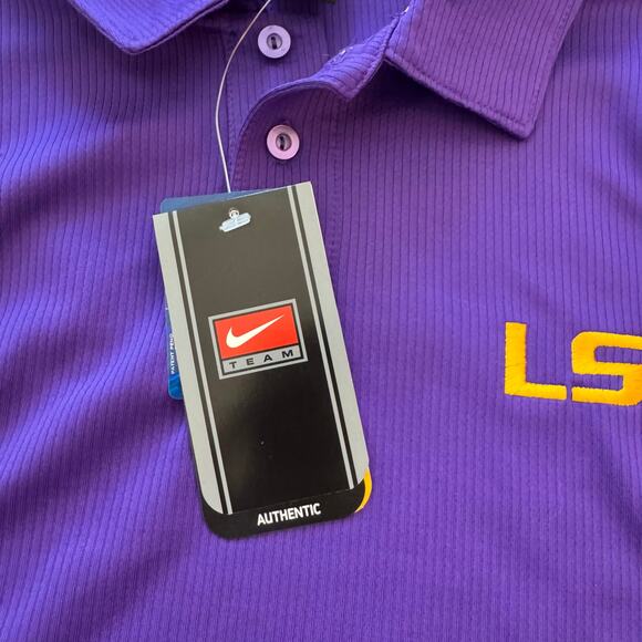 Nike LSU Nike Dri-FIT Game Day Geaux Tigers Golf Polo Purple Shirt Men's XL NWT - Picture 7 of 13